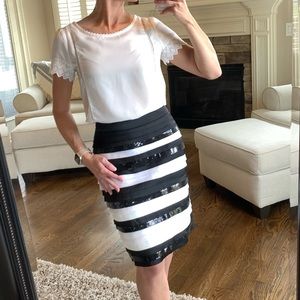 WHITE HOUSE BLACK MARKET 4 Skirt Stripe Sequins